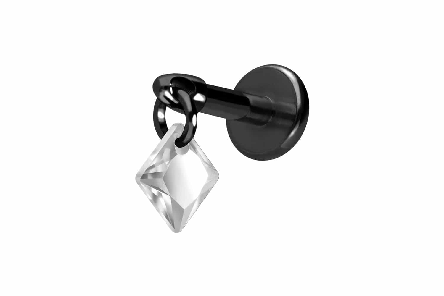 Titan Labret Piercing mit Innengewinde KRISTALLQUADRAT